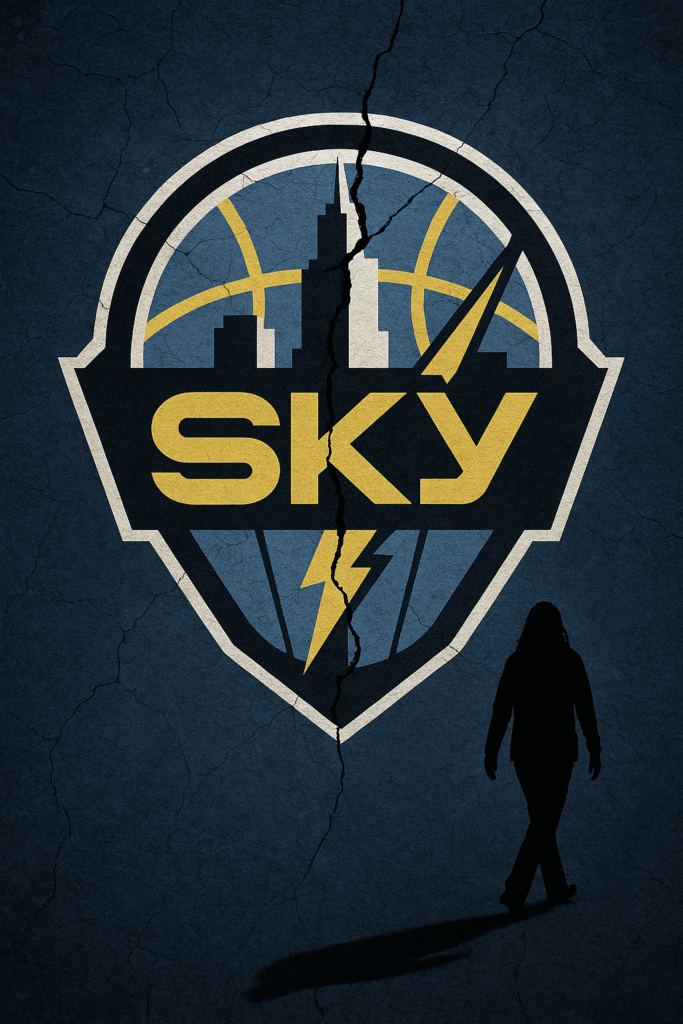 Cracked Chicago Sky Logo at Dusk